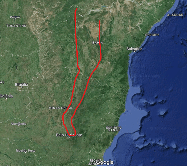 The extent of the Espinhaço Supergroup on a map of Brazil